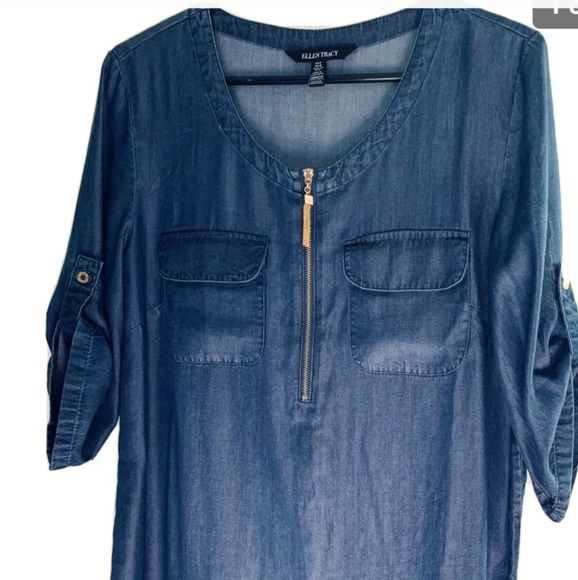 Ellen Tracy Tops - Ellen tracy chambray denim blouse top xs